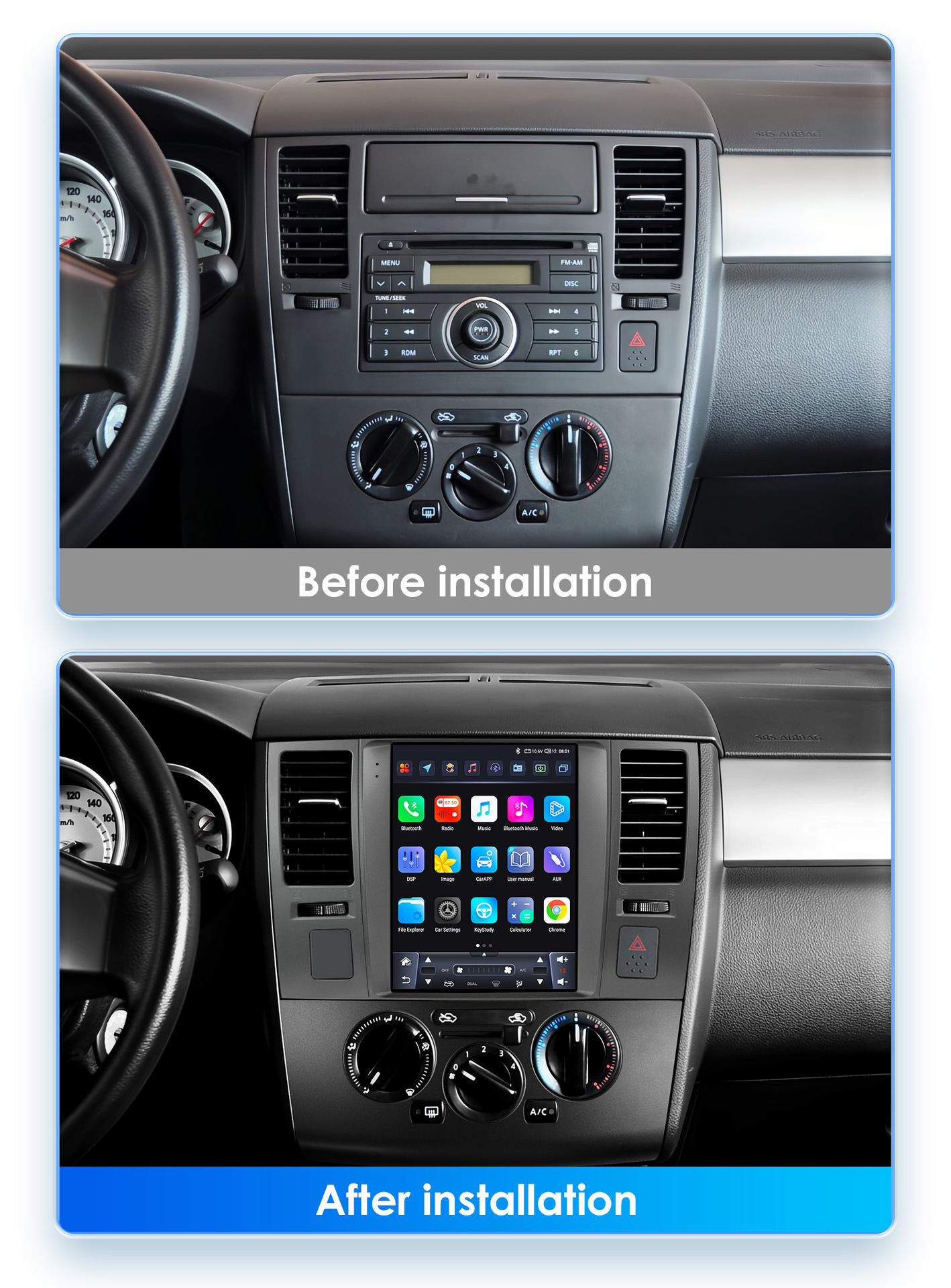 9.7inch Suitable for 04-13 Nissan Tiida C11 Android Car Central Control Vertical Screen Navigation Bluetooth Multimedia