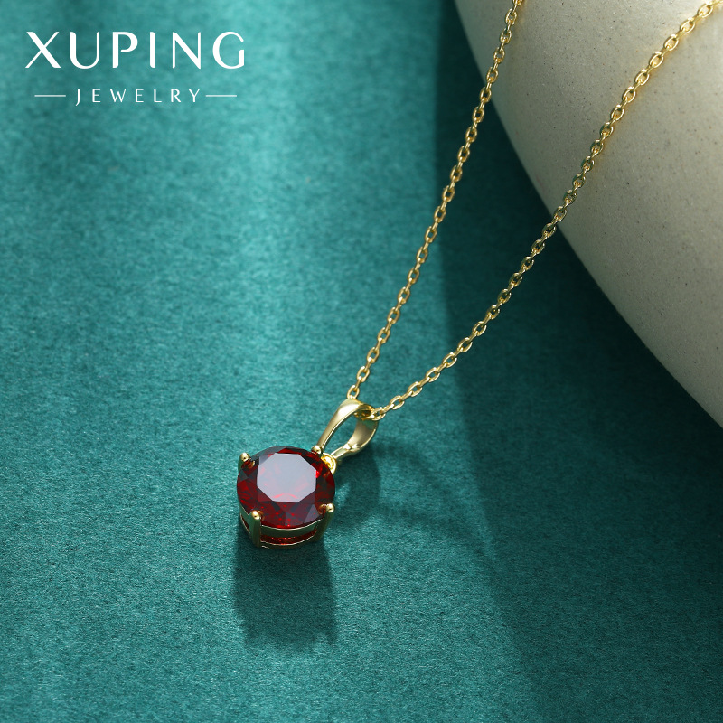 Joyería Xuping 14K collar de rubí de moda femenina minimalista personalidad cadena de clavícula fuente colgante
