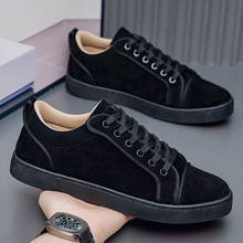 红底板鞋百搭潮流反毛皮潮牌欧版平底悠闲鞋防滑运动男潮鞋CL129