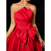 E 99234 One-shoulder Slit Flared Dress ����Ĩ�ؿ�����ȹ