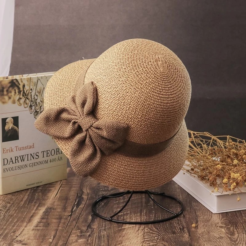 1458g Weight Bucket Hat Hats Type Casual, Outdoor, Beach Occasion Straw Material Bow Knot Pattern Summer Season Women's Gender Simple Style, Classic Style Style Curved Eaves Rim Women's Simple Style Classic Style Bow Knot Curved Eaves Bucket Hat 10