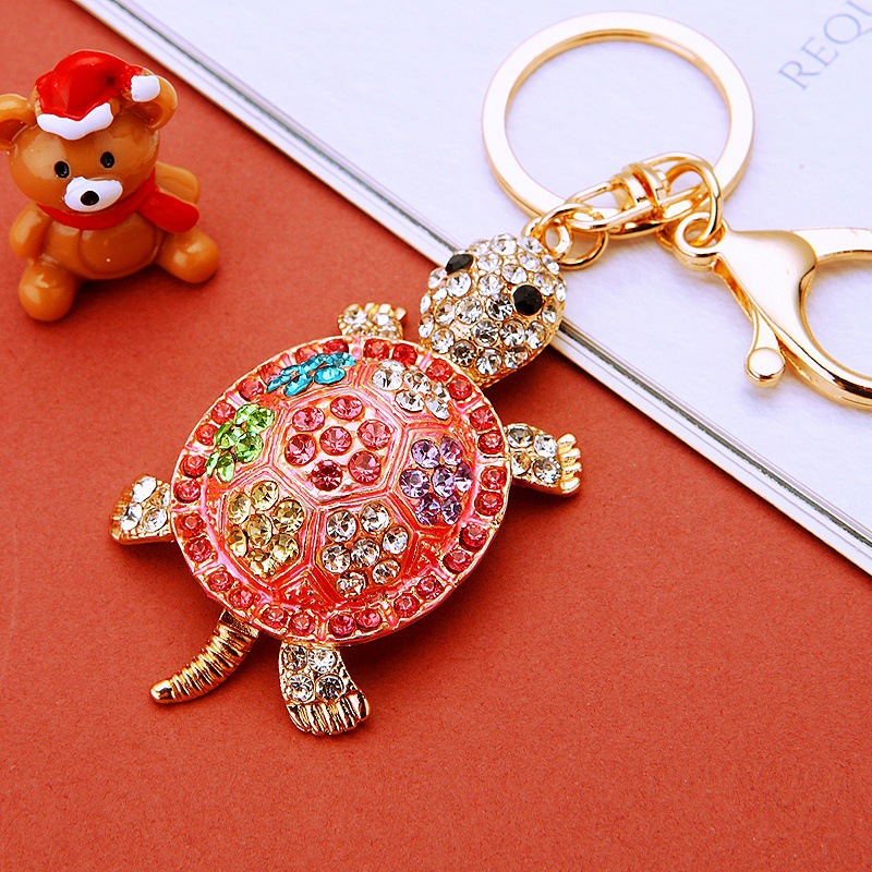 Exquisite New Model Full-diamond Turtle Car Keychain, Women's Bag Pendant, Metal Keyring, Creative Small Gift Wholesale_voghion.com