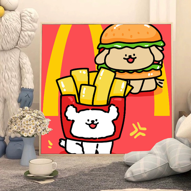 ライン子犬デジタル油絵 diy 手描き落書き漫画かわいい癒しの装飾メーカー卸売|undefined