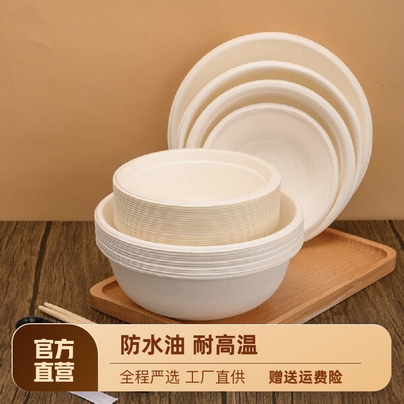 一次性碗加厚不带盖家用盘降解盘子筷套装碗餐具筷可子食品级餐盘