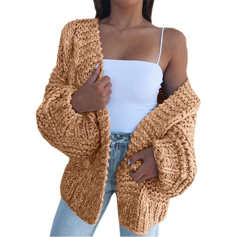 AliExpress Comercio exterior nuevo cardigan Batwing suéter de manga larga felpa suelta más tamaño prendas punto desgaste exterior superior