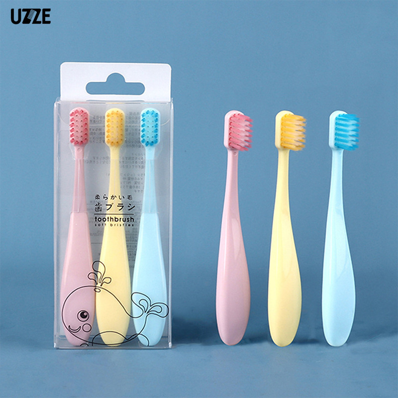 Children's Toothbrush Soft Bristles 3 Pack 2-6 Years Old Candy Color Macaron Soft Bristles Fat Baby Small Brush Head Gum Protection Children's Toothbrush Soft Bristles 3 Pack 2-6 Years Old Candy Color Macaron Soft Bristles Fat Baby Small Brush Head Gum Protection