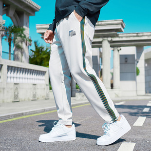 [Clear Stock/Broken Code] K3038 Plus Size Fat Men's Trendy Spring New Color Ribbon Elastic Rope Straight-Leg Sweatpants