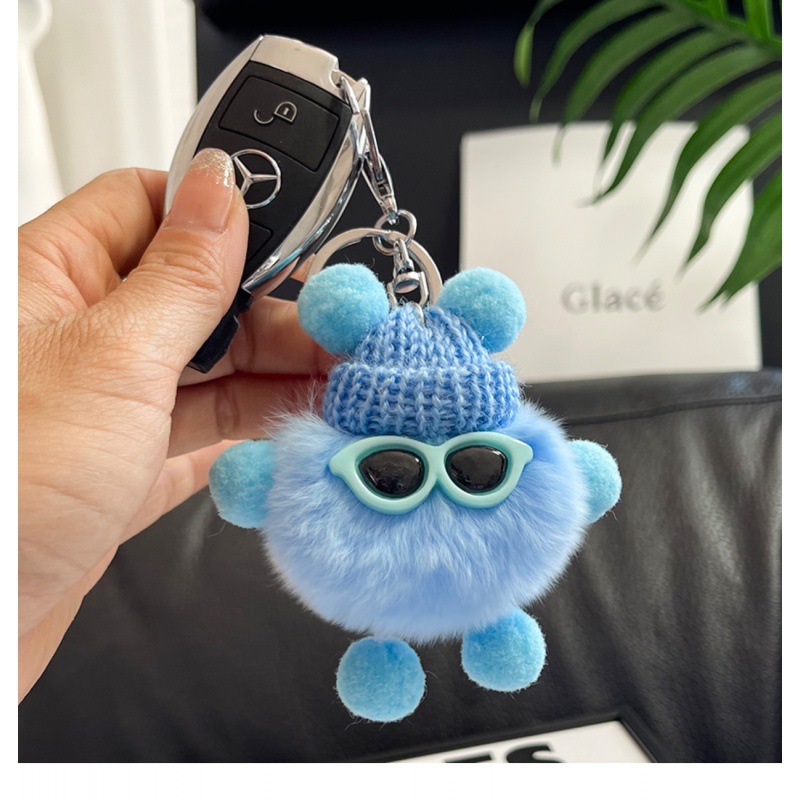 #플러시 펜던트 모조 울 연탄 블루