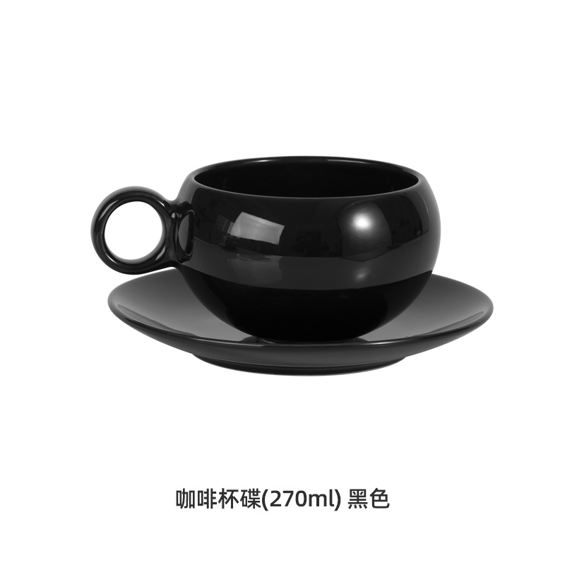 Hogar estilo retro medieval taza de café de cerámica pareja hombres y mujeres taza taza taza taza de leche juego de platillo negro