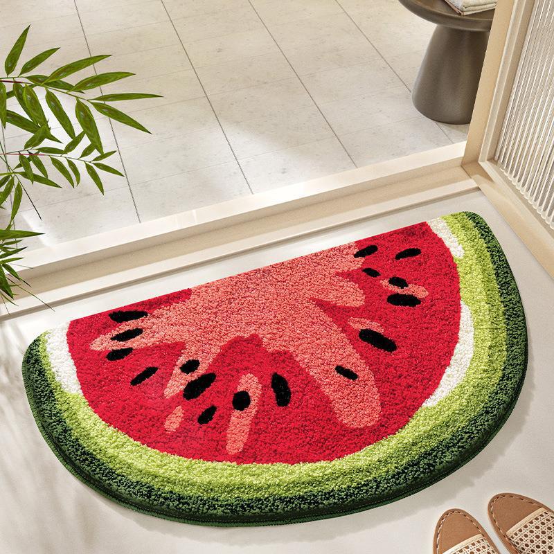 Bathroom Floor Mat, Fresh and Simple, Fruit-Themed Shower Mat, Water-Absorbent, Non-Slip, Imitation Cashmere Floor Mat, Household Dirt-Resistant and Wear-Resistant Foot Mat