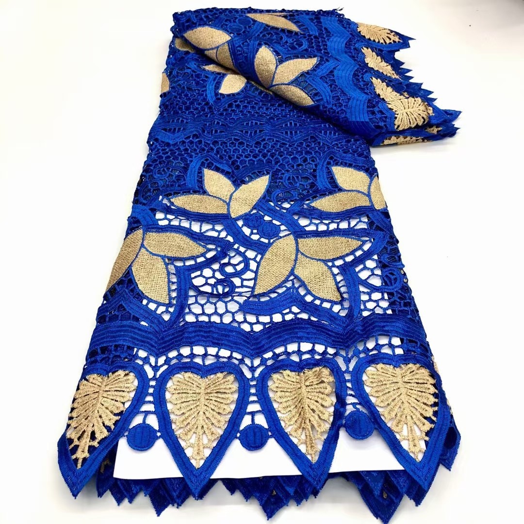 african lace 非洲镂空水溶蕾丝连衣裙礼服面料植物花型旗袍刺绣