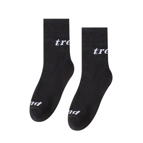 Men's crew socks with independent packaging, hip-hop, internet celebrity, Instagram-style, trendy socks, breathable, sweat-absorbent, antibacterial, casual sports socks