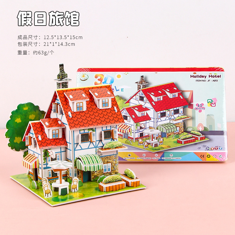 Niños jardín de infantes juguetes educativos modelo de rompecabezas tridimensional mosaico de bloques de construcción princesa diy casa pequeña 6 niños y niñas