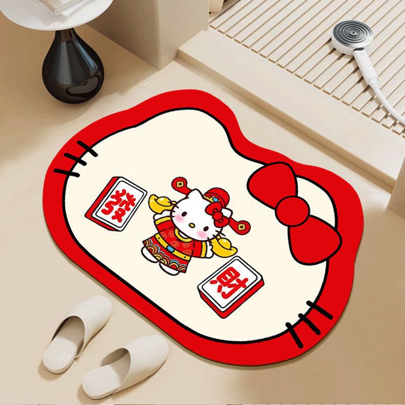 卡通凯蒂猫硅藻泥地垫浴室地垫吸水耐脏脚垫洗漱台速干防滑踩脚垫