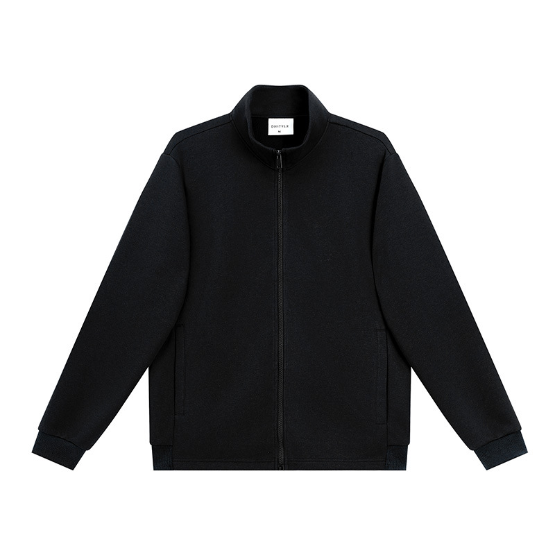 380g pesado algodón retro otoño invierno equipo de color sólido cremallera cardigan chaqueta de cuello de trabajo chaqueta personalizada ropa de clase