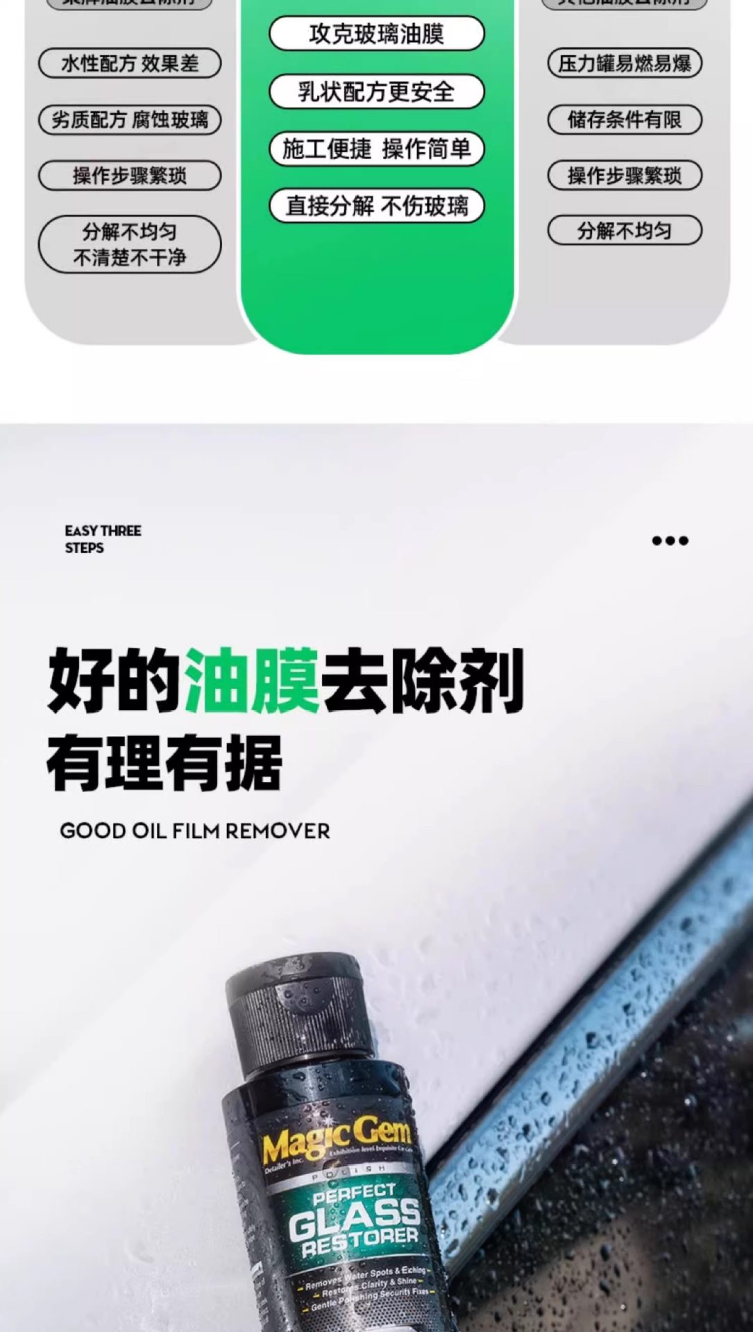 Baoneng Oil Film Cleaner for Car Windshield, Oil Film Remover, Oil Film Cleaning Agent, Oil Film Paste
