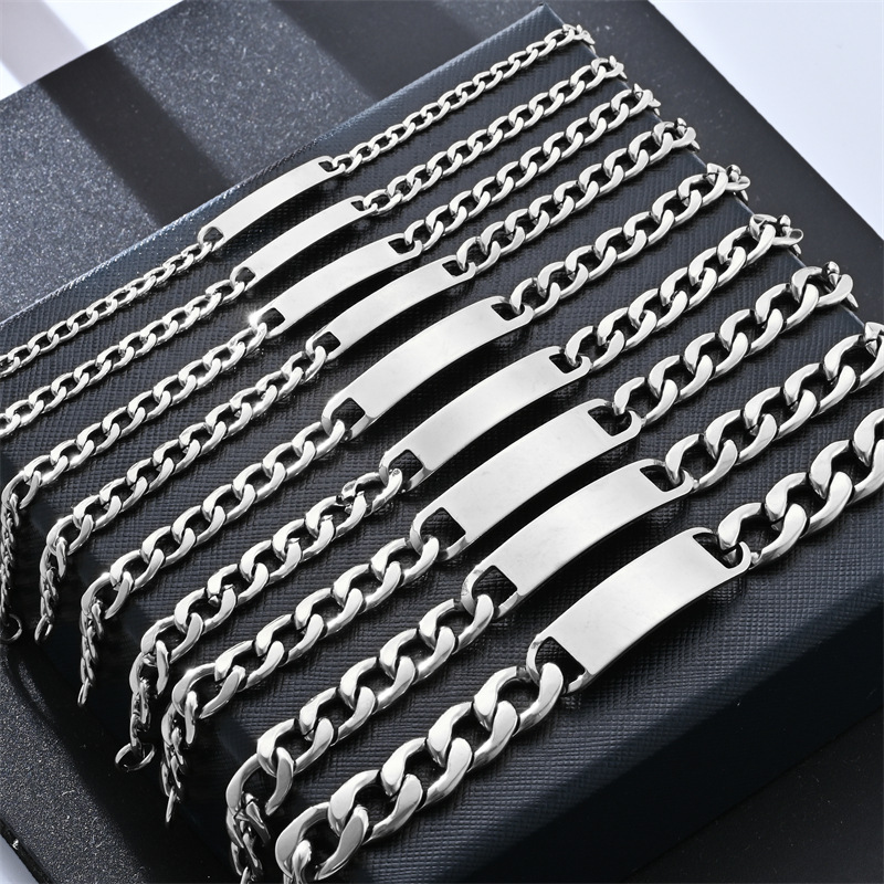 Stainless Steel Ins Couple Bracelet for Men and Women A Pair of Trendy Personalized Retro Punk Hip-Hop Bracelet