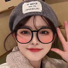 The new blush glasses can be worn with short-sighted women ins, wind-proof blue light flat mirror, plain makeup, fashionable Xiaohongshu internet celebrity