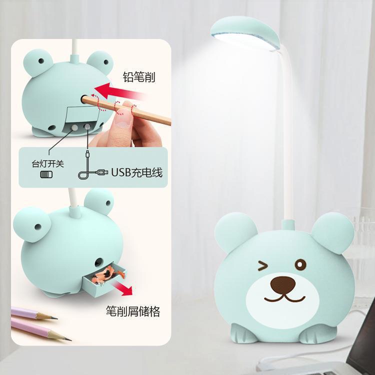 新款创意礼品卡通动物铅笔刀迷你台灯USB充LED灯儿童学生护眼灯