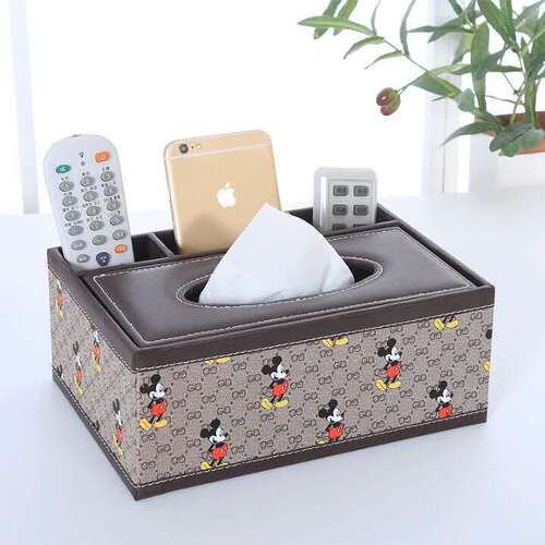 Multi-purpose paper towel holder living room item storage box living room coffee table remote control storage box leather tissue box