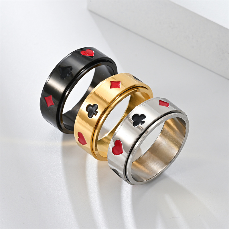 Glam Poker Rostfreier Stahl Überzug Unisex Ringe display picture 2