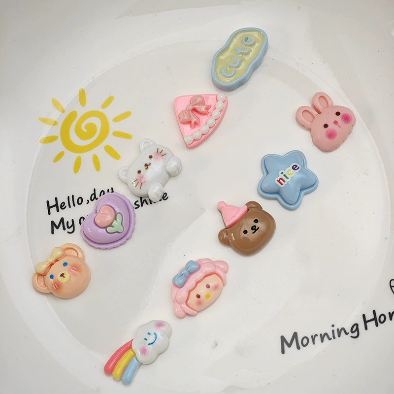 Мультяшные однотонные подвески-шармы в виде медведя, маленькие фигурки животных из смолы, аксессуары для рукоделия, для чехлов на телефон, для украшения волос, наклейки на бутылки с водой, декоративные аксессуары