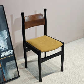 法式冲冠椅实木椅子轻奢复古餐椅设计师梳妆椅餐厅休闲家用靠背椅