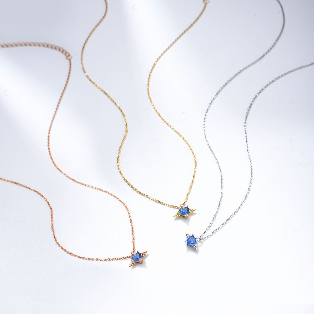 S925 plata Ángel alas collar niña rojo Joker nicho diseño alas corazón ZIRCON colgante clavícula cadena