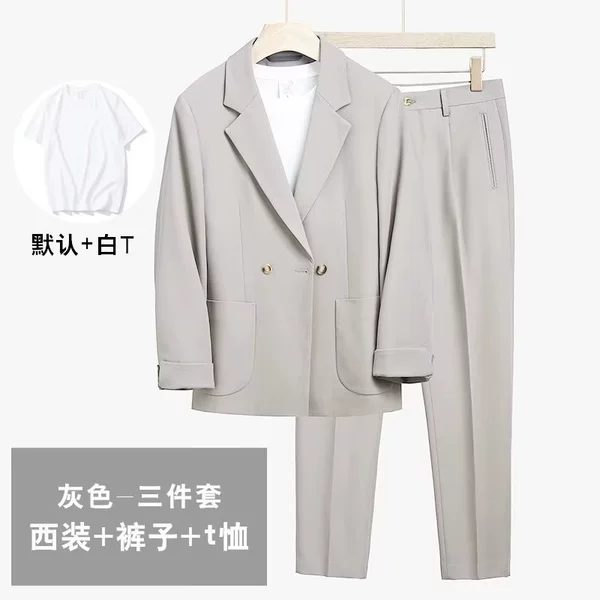Gray [suit + trousers + plain T]