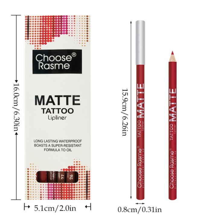 beliebtes 12-teiliges Lipliner-Set Wasserfester und leicht zu färbender matter Lippenstiftstift Lip Liner_voghion.com