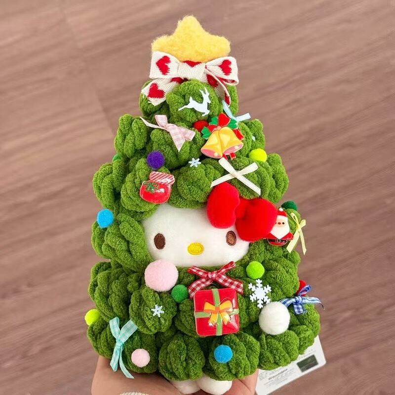 Authentic Kitty Christmas Tree Ornaments Bag Pendant Santa Claus Plush Doll Keychain Pendant Gift for Women