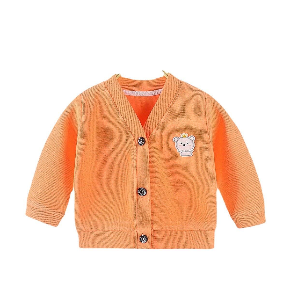 Fleece-Lined 2026 Spring and Autumn Baby Knit Sweater V-Neck Cardigan Jacket for Boys and Girls, Children's Long-Sleeve Toddler Top
