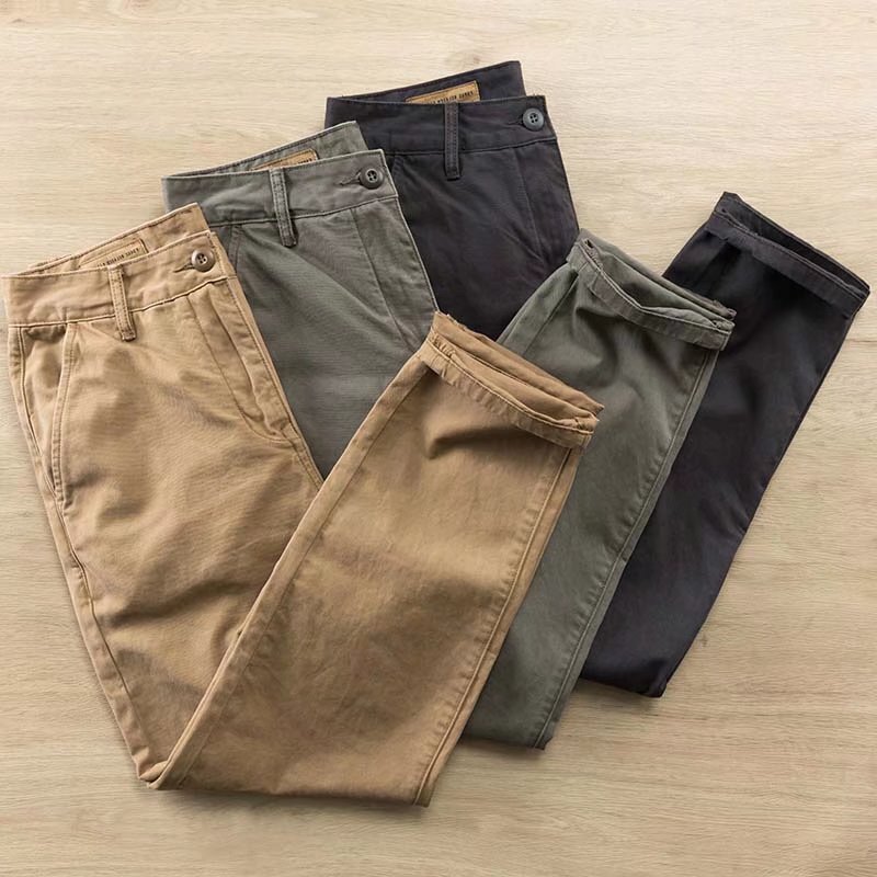 Casual Pants Loose Fit Shawn Yue Style Spring and Autumn Work Pants Khaki Trousers Men's Large Size Military Pants Straight Leg