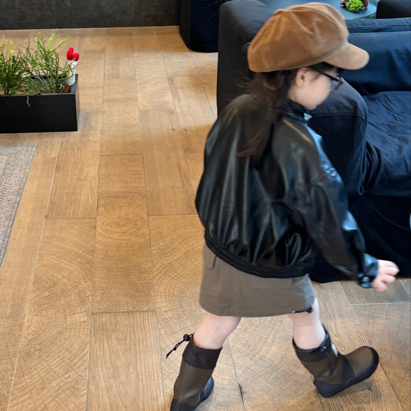 儿童套装春秋款2025新款潮酷女童宽松夹克衫皮衣宝宝超好看半身裙|undefined