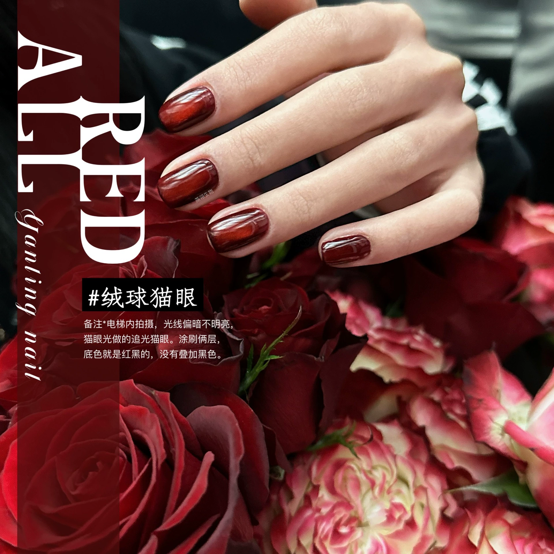 Yan Ling ALL Red Series 2025 Red Pom Cat Eye Wild Strawberry Red Взрывной новогодний красный лак для ногтей