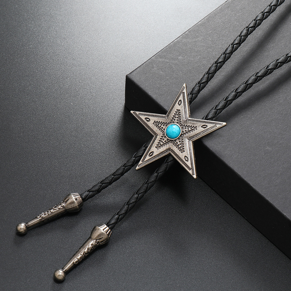 Retro Star Pu Leather Alloy Unisex Bolo Tie Necklaces display picture 5