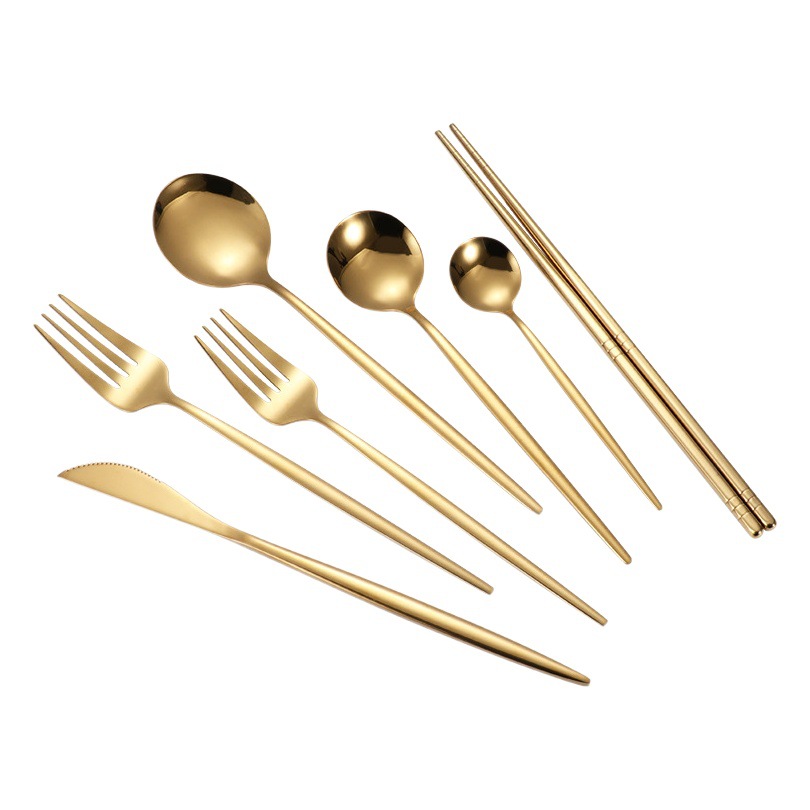 Portuguese Stainless Steel Knife, Fork and Spoon Tableware Hotel Western Steak Knife and Fork Household Dessert Mixing Coffee Spoon Chopsticks
