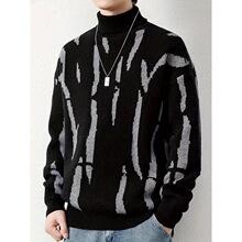 Q 76834 Fashion Print High Neck Sweater ӡ������ë�� ר