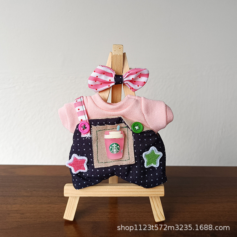 10-15 センチメートルデニムオーバーオールベビー服リナベルペンダント漫画ぬいぐるみスターバックス手作りドレス|undefined