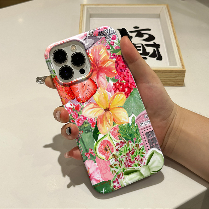Tiktok Trending Niche Designer Oil Painting Floral Phone Case Suitable for iPhone 17 Pro Max, Film-Style Apple 16 Shockproof Phone Case
