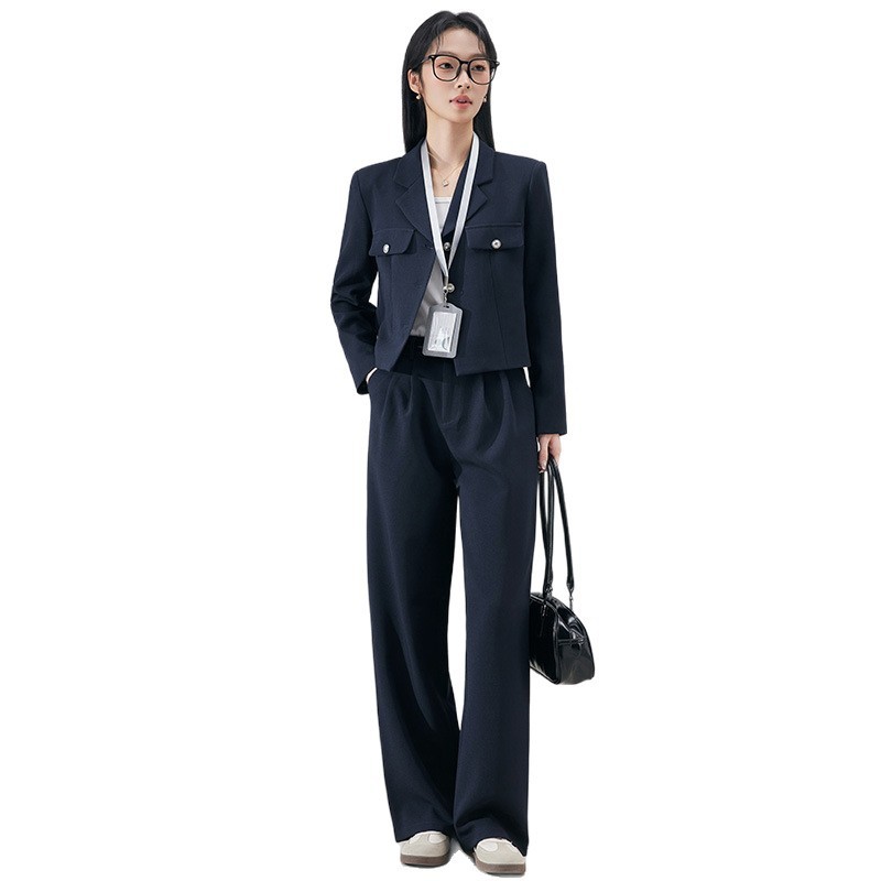 高端职业套装女秋冬新款洋气短款小西装外套职场面试穿搭一整套裙|undefined