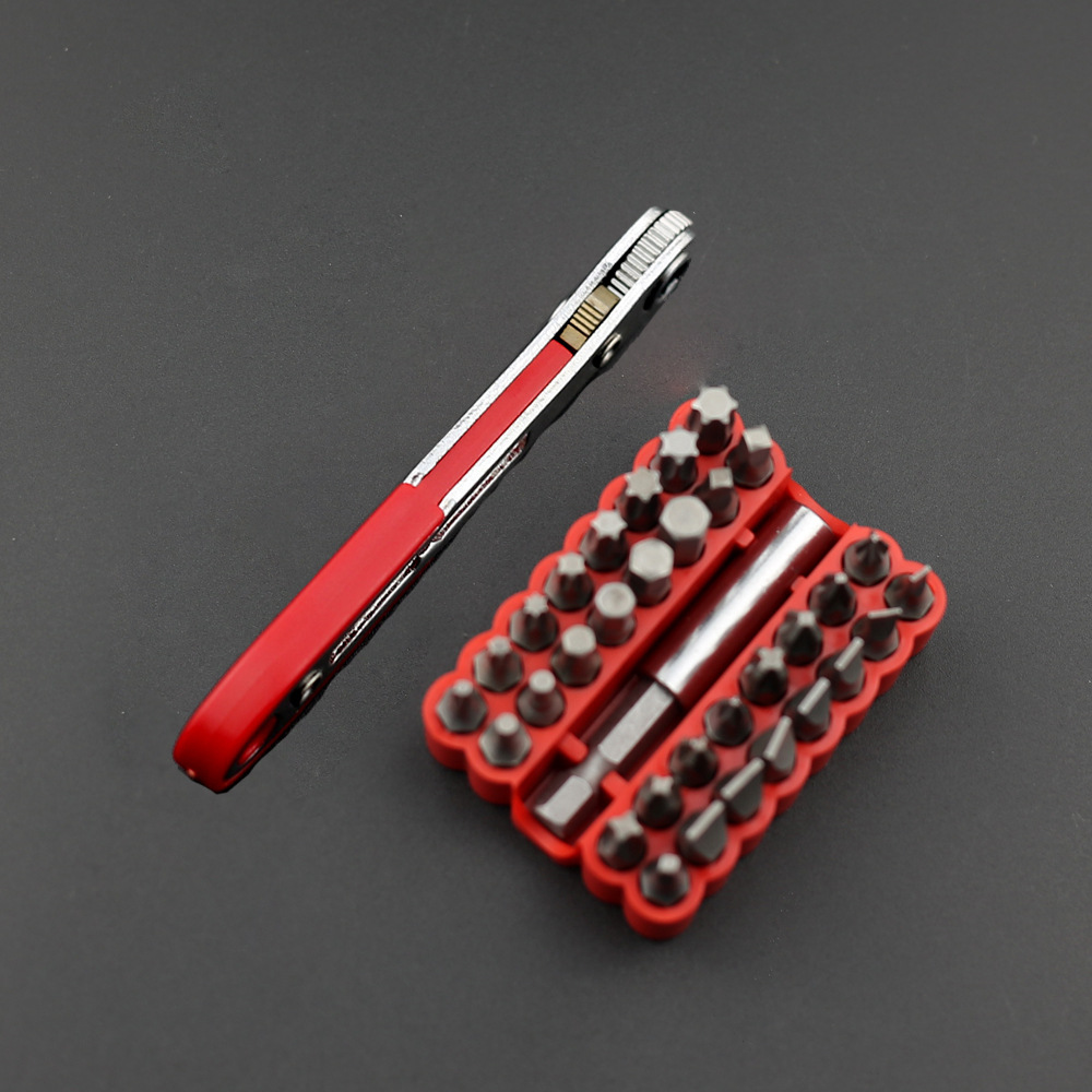 Llave inglesa roja delgada de 36 dientes + 33pc sólida