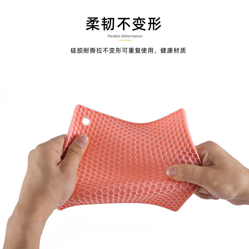 doble cara cuadrada espesa de silicona panal cocina resistente al calor cocina aislante anti-deslizante anti-calent almohadilla de mesa de comedor tazón de cocina