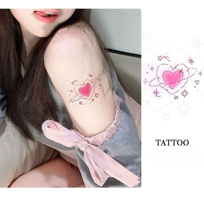 Love Colorful Tattoo Stickers Ins Niche Girly Heart Cute Sweet Cool Popular Washable Stickers Disposable