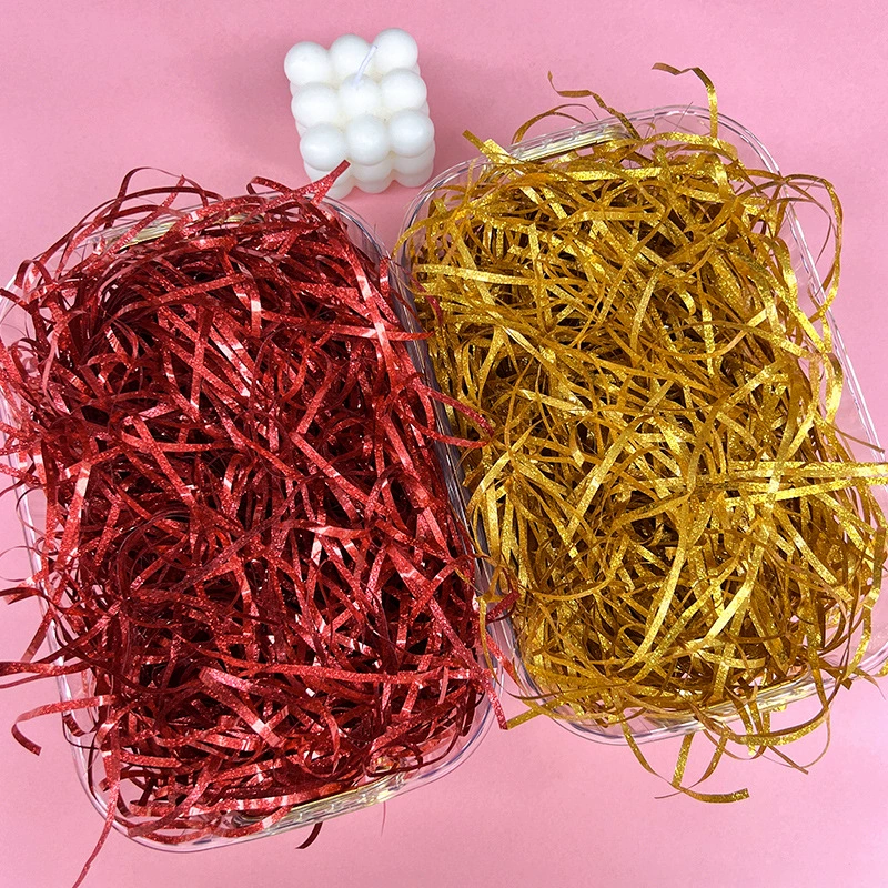 Лук шелк блестящая цветная трав из измельченных бумажных проволочных подарочных коробок для наполнения аксессуаров подарочная коробка декоративная пластиковая бумага оптом