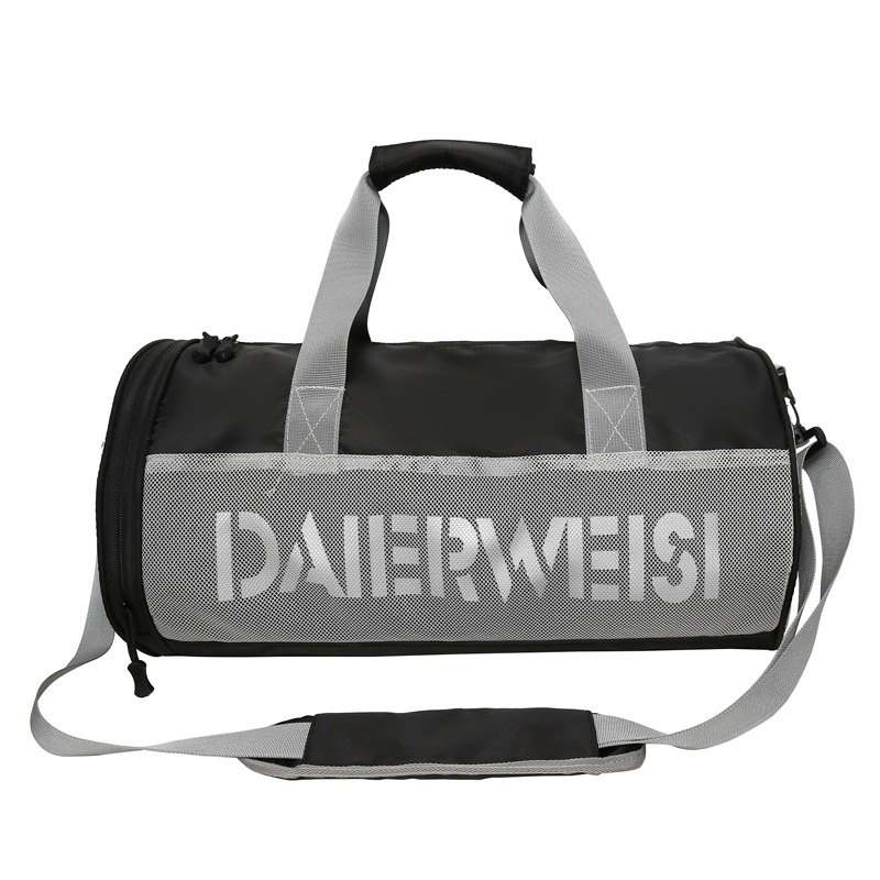 Bolsa cilíndrica simple de letras de gran capacidad nueva moda bolsa deportiva de fitness bolsa de viaje ligera a prueba de agua