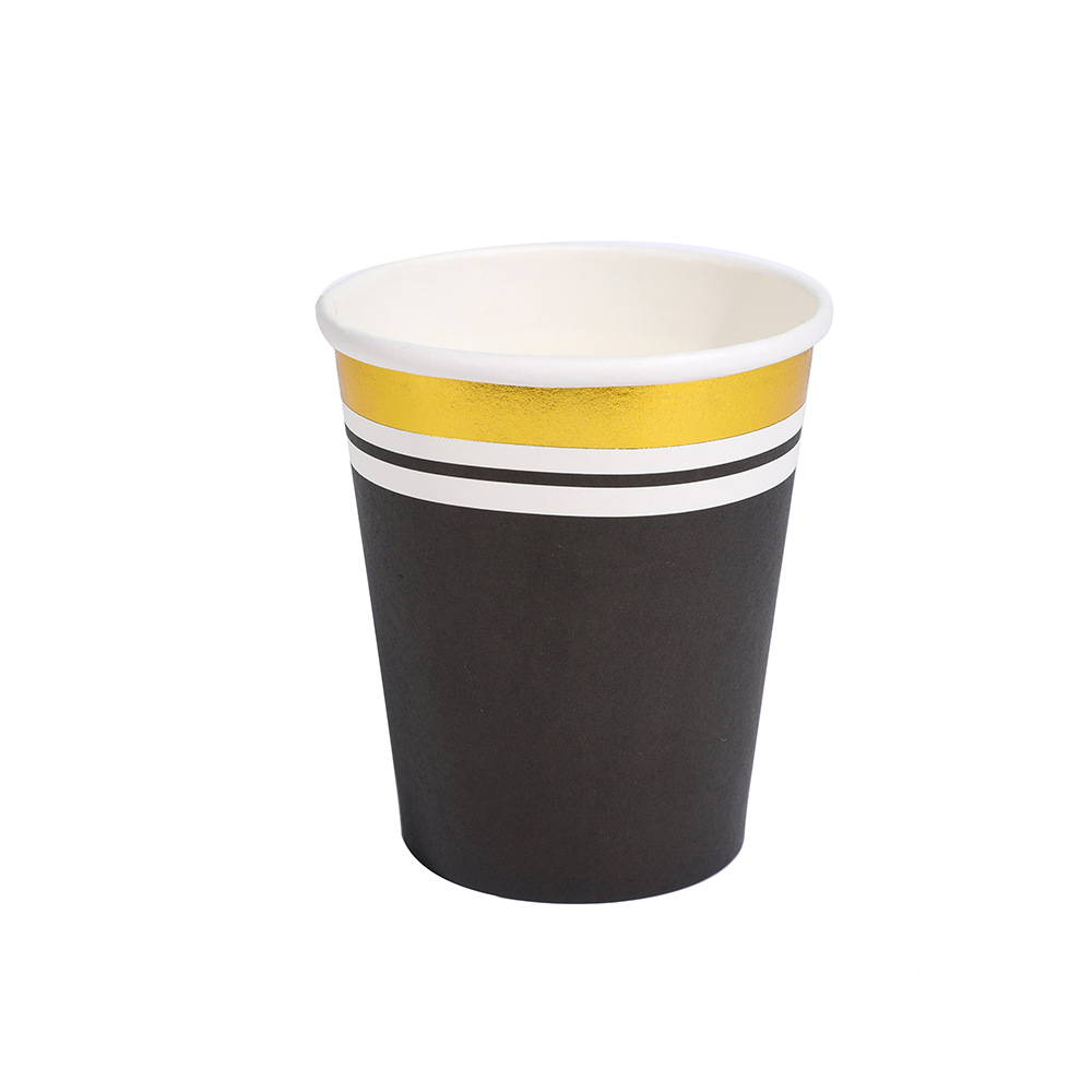 Multicolor de alto valor de color espesado oro comercial taza desechable fiesta de cumpleaños taza desechable colorida