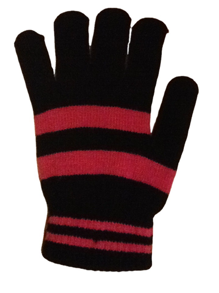 Promoción de descuento de fibra acrílica para adultos de dos colores rosa roja a rayas guantes de punto mágicos guantes de punto cálidos fábrica al por mayor