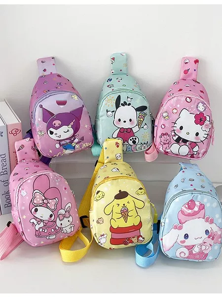 2026 Cute New Children's Bag with Cartoon Pattern, Sanrio Single Shoulder Crossbody Chest Bag for Boys and Girls, Accessory Bag