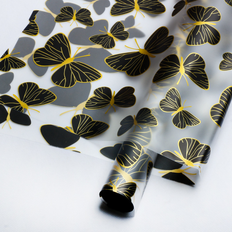 Flor de oro mariposa flor de papel de embalaje ramo diy regalo floral paquete floral flor flor floral floral floral florista papel de vidrio
